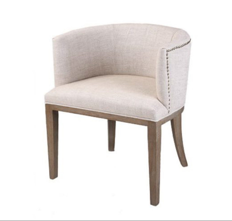Roesia Linen Oak Studded Tub Chair