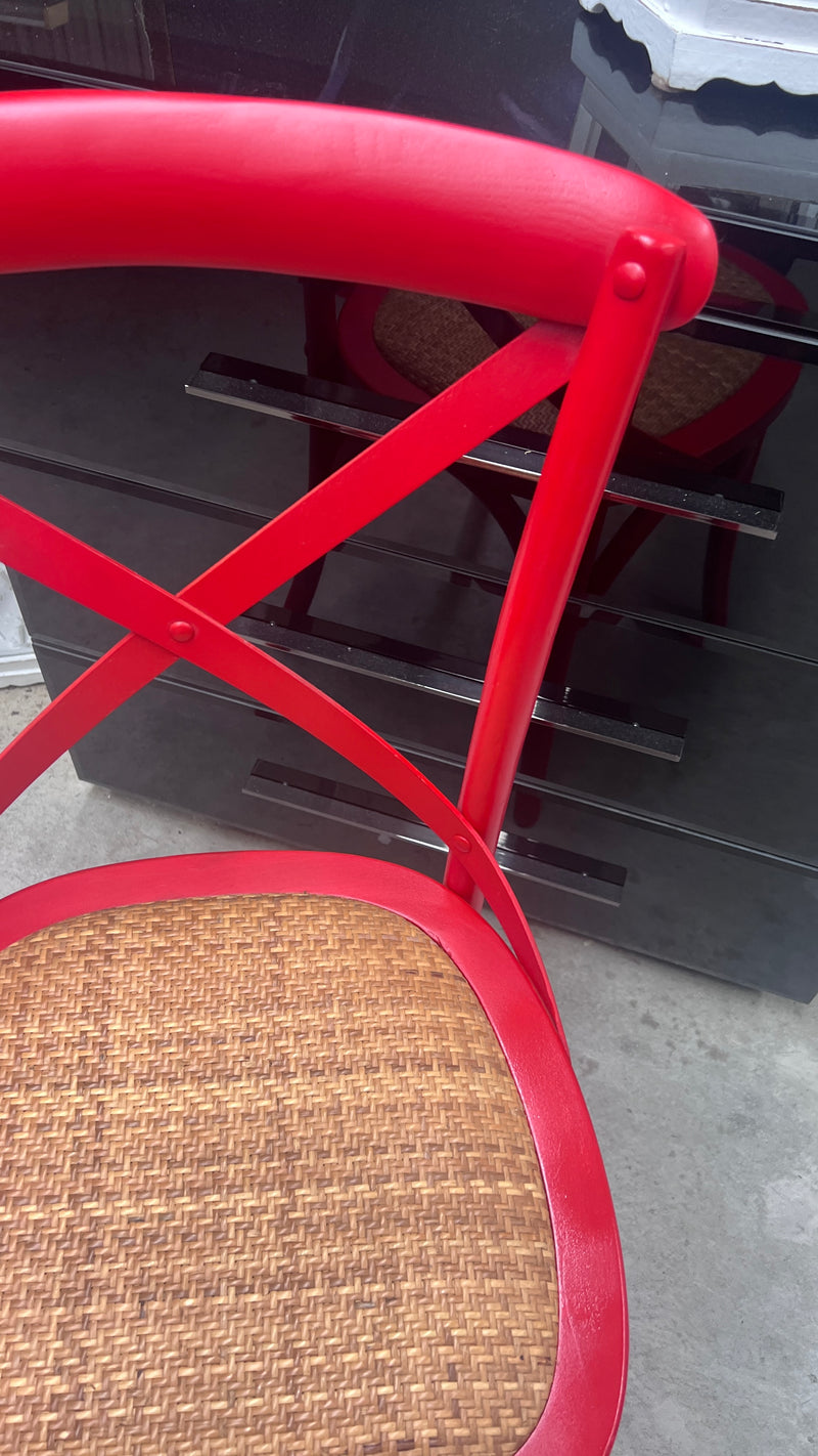Clearance ! Oak Classic East Hampton cross back chair--Red Color