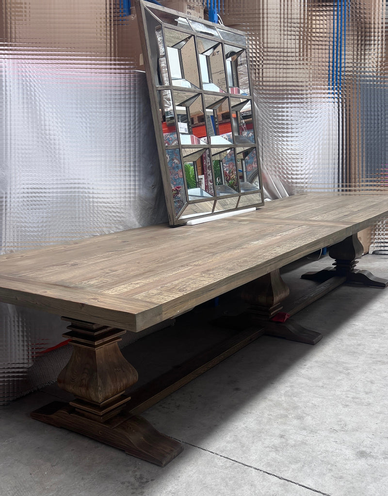4m Reclaimed Wood Trestle Dining Table