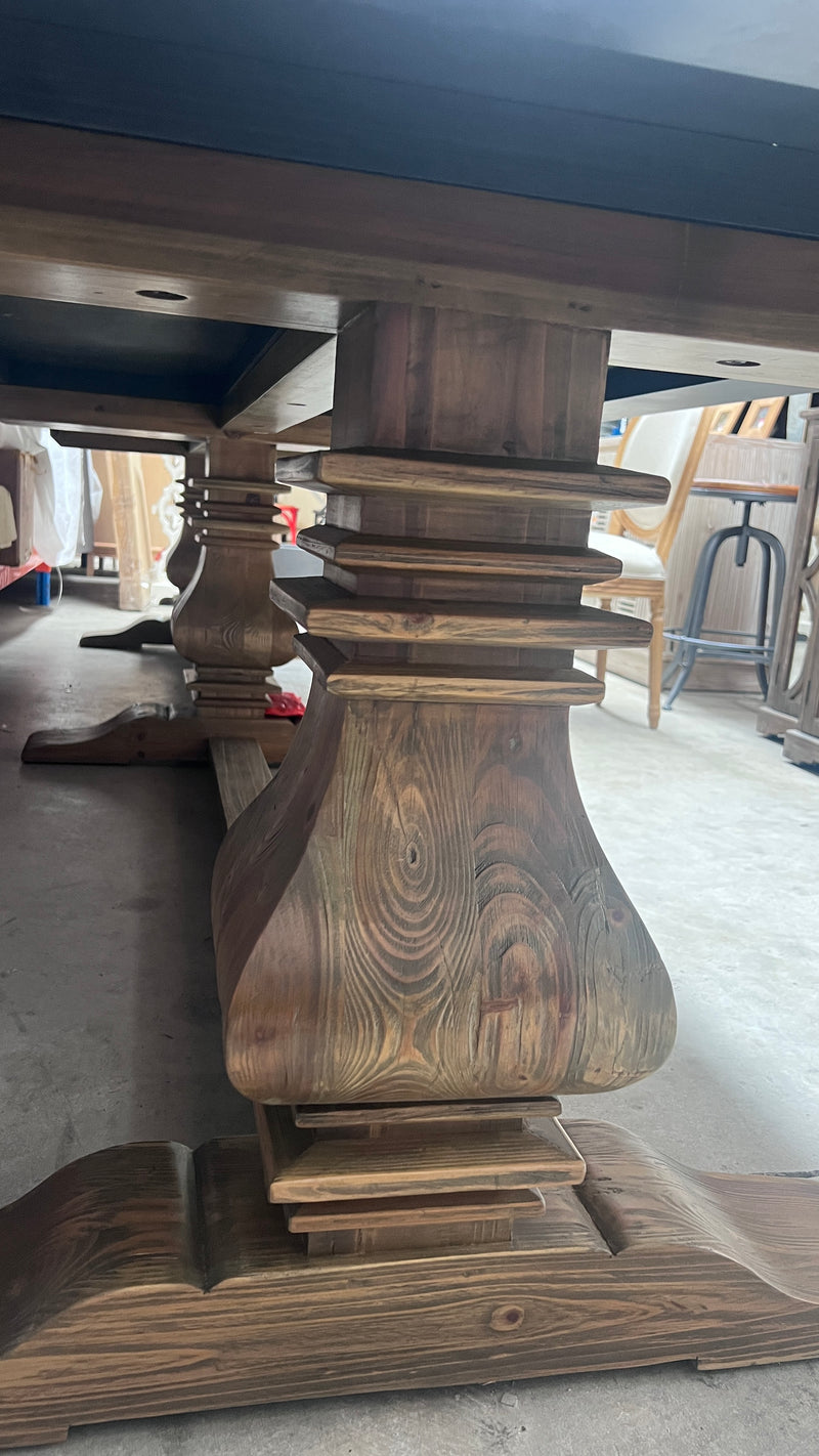 4m Reclaimed Wood Trestle Dining Table