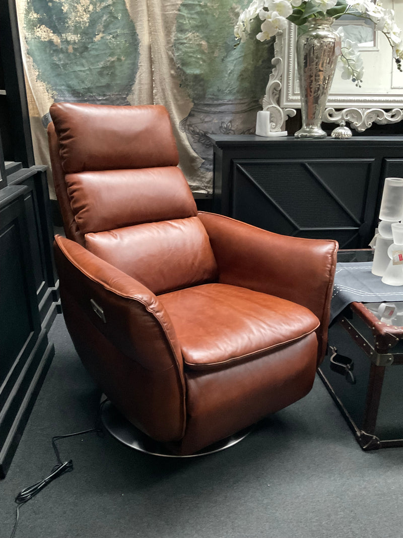 Electrical Recliner / Arm Chair Leather Vintage Brown