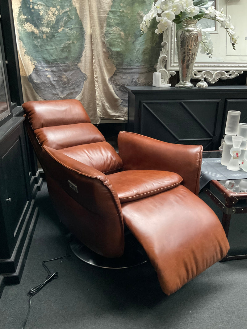 Electrical Recliner / Arm Chair Leather Vintage Brown