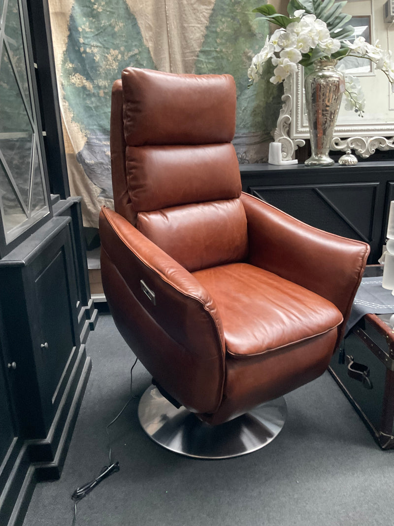 Electrical Recliner / Arm Chair Leather Vintage Brown