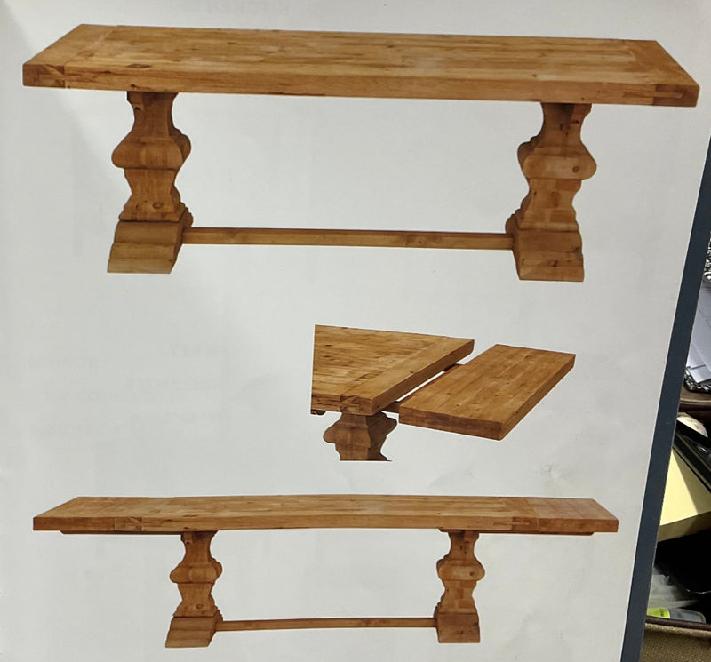2.4-3m Extended Reclaimed Wood Trestle Dining Table