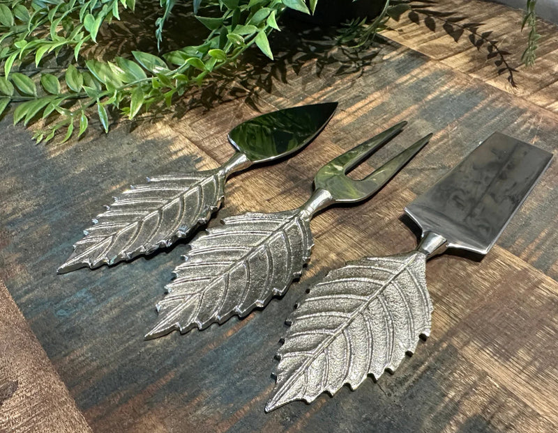 Silver Elm Leaf Cheese Knife Set/3