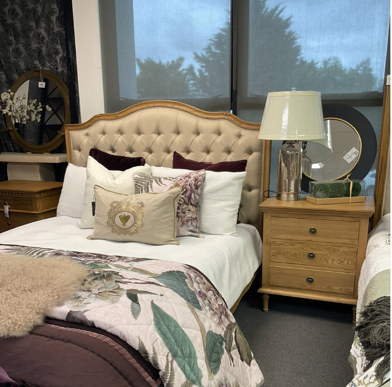 King French Villa OAK Bed Natural