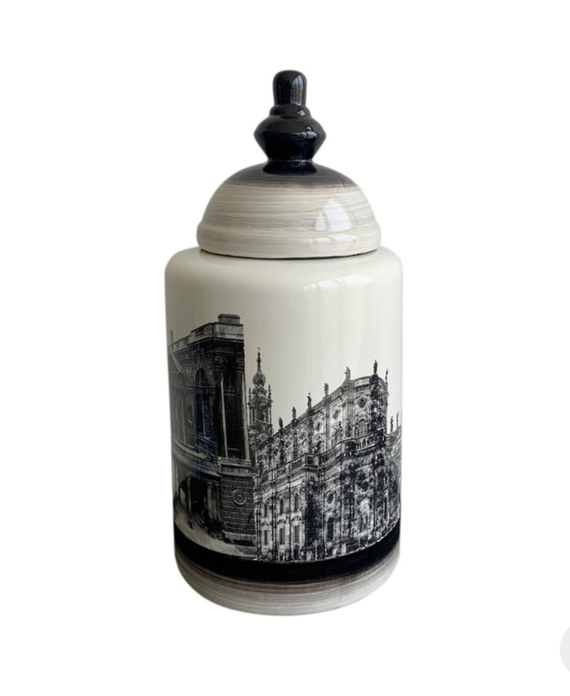 Historic Buildings on Vase with Lid Set/3