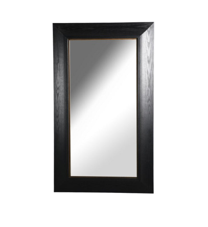 BLACK &GOLD OAK VENEER RECTANGLE WALL MIRROR 1.85M