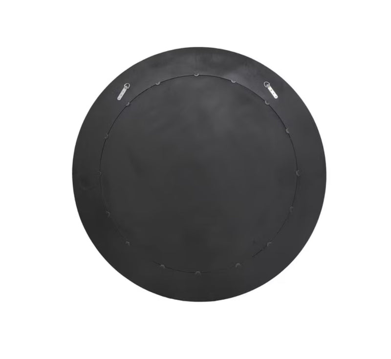 BLACK &GOLD OAK VENEER ROUND WALL MIRROR 1.52M