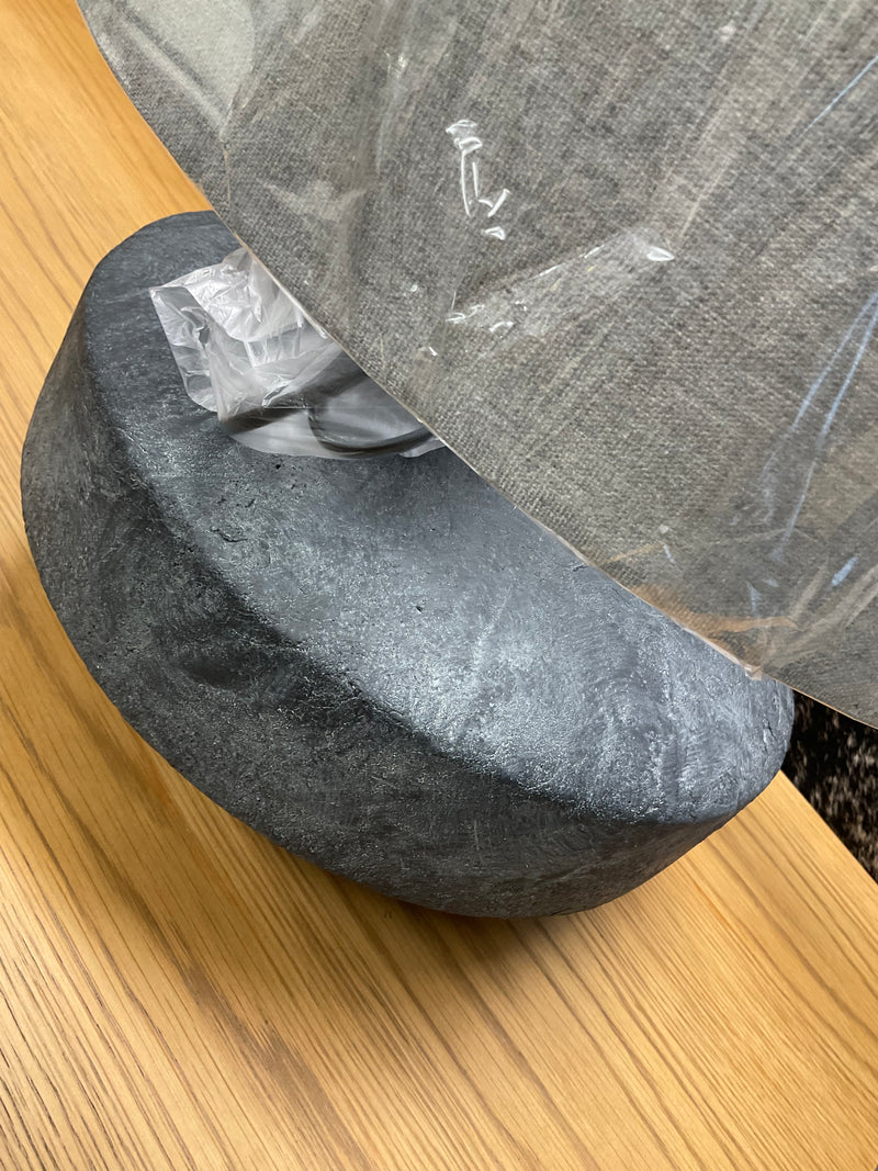 PEBBLE TERRACOTTA LAMP W/GREY LINEN SHADE
