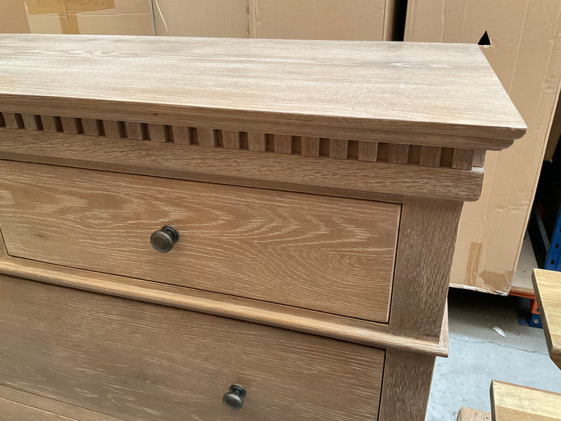 Maison French Country Oak Chest of Drawer (Low Boy)- Burnt OAK