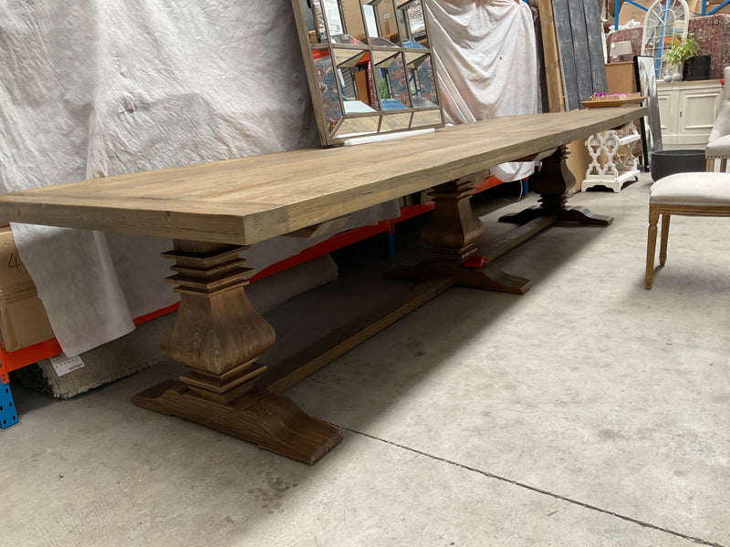 4m Reclaimed Wood Trestle Dining Table