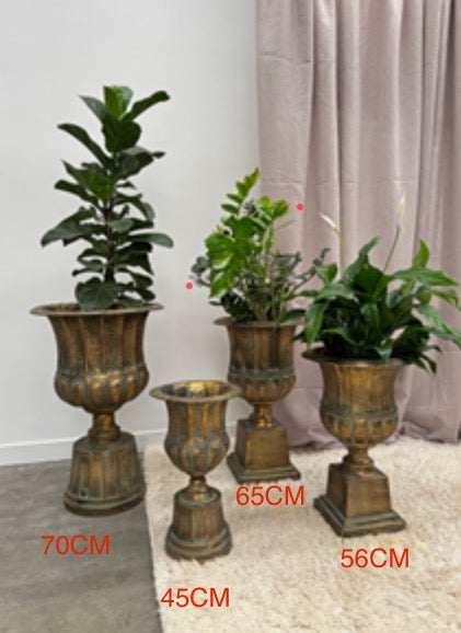 Aged Metal French Urn 65cm