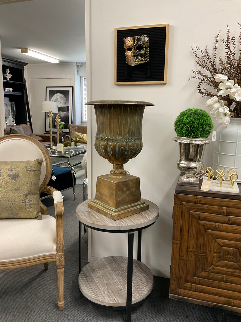 Aged Metal French Urn 65cm