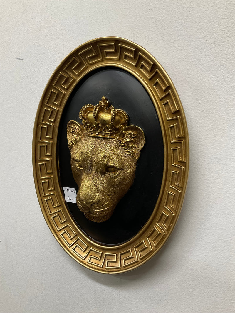 WALL ART -Lioness Queen Black/ Gold (26CM) (Copy)