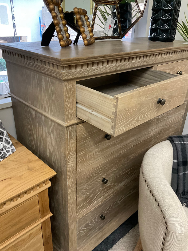 Maison French country Oak Natural 5 Drawer Dresser- Burnt OAK