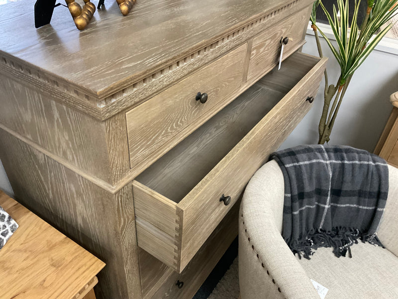 Maison French country Oak Natural 5 Drawer Dresser- Burnt OAK