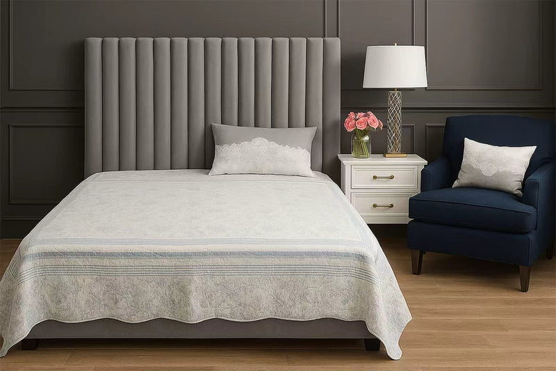 Vanguard Jemma Grey Channel Turfed SuperKing Bed