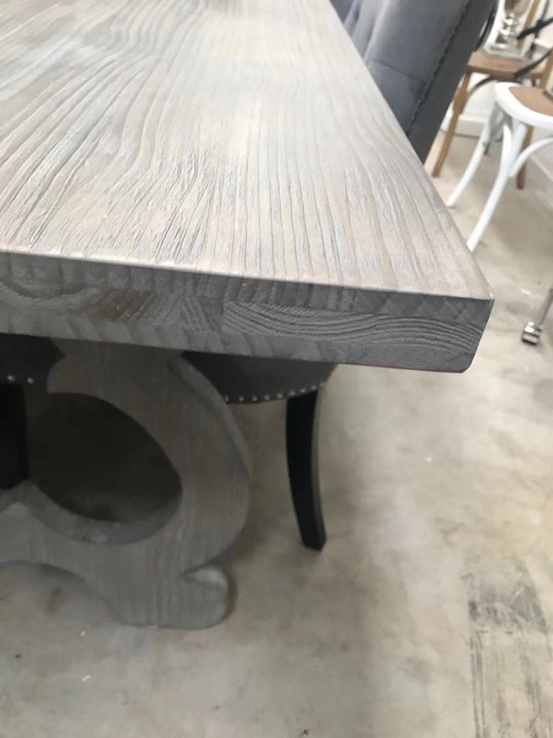 Nantes French Country  2.2m Wood Dining Table- Mud Grey
