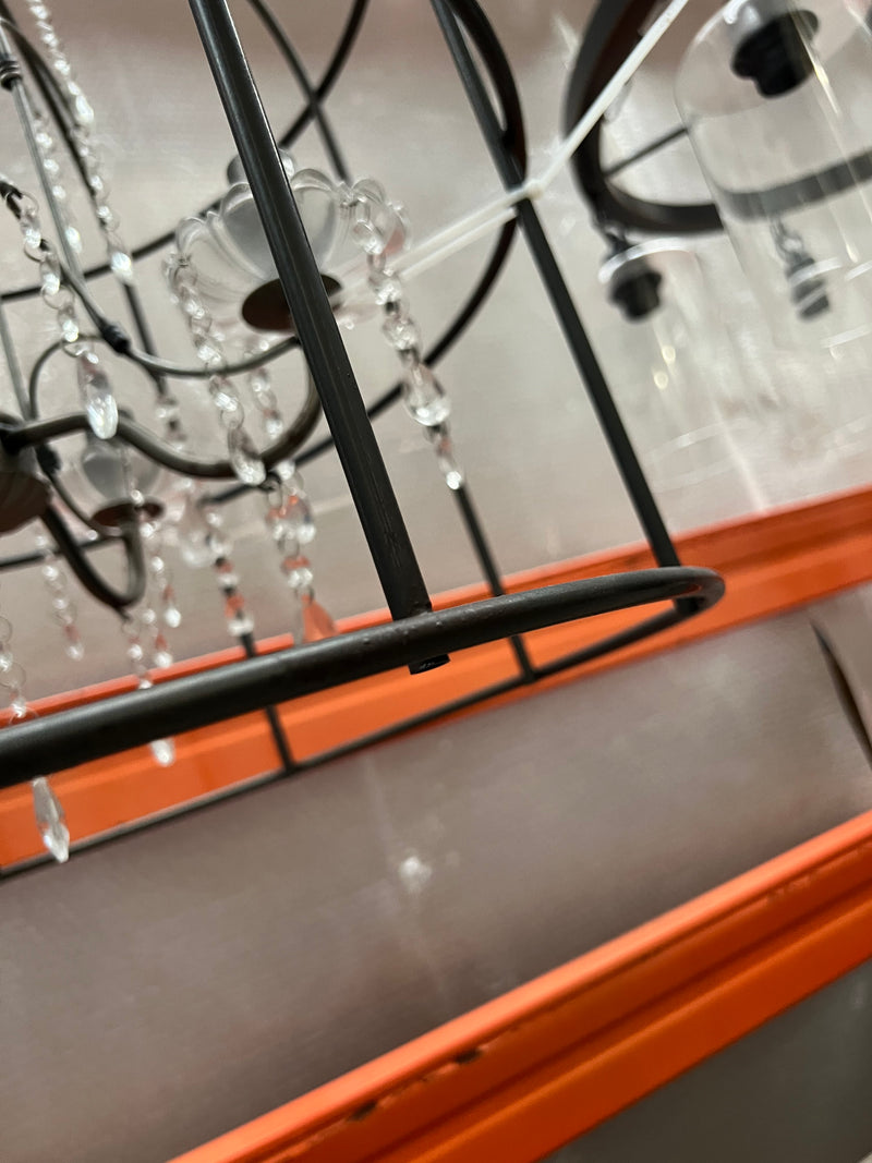 Metal Birdcage Chandelier with Glass Drop
