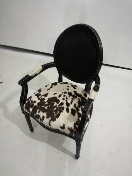 Vintage French Cowhide Look Fabric Armchair
