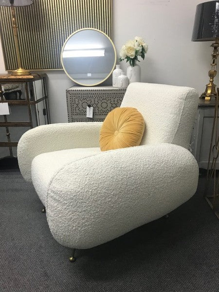 Boucle Arm Chair White