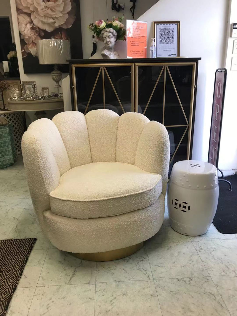 Modern Classic Ivory Upholstered Swivel Occasional Arm Chair