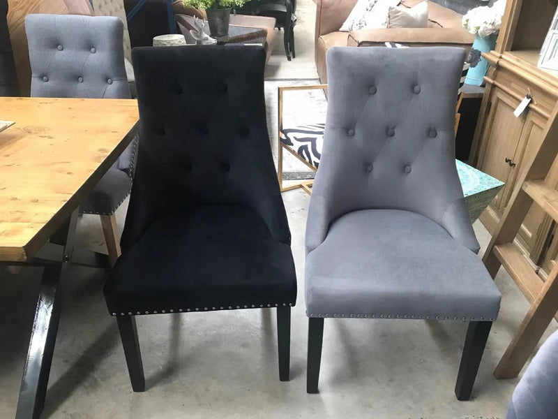 Modern Classic Tufted Dining Chair Grey velvet