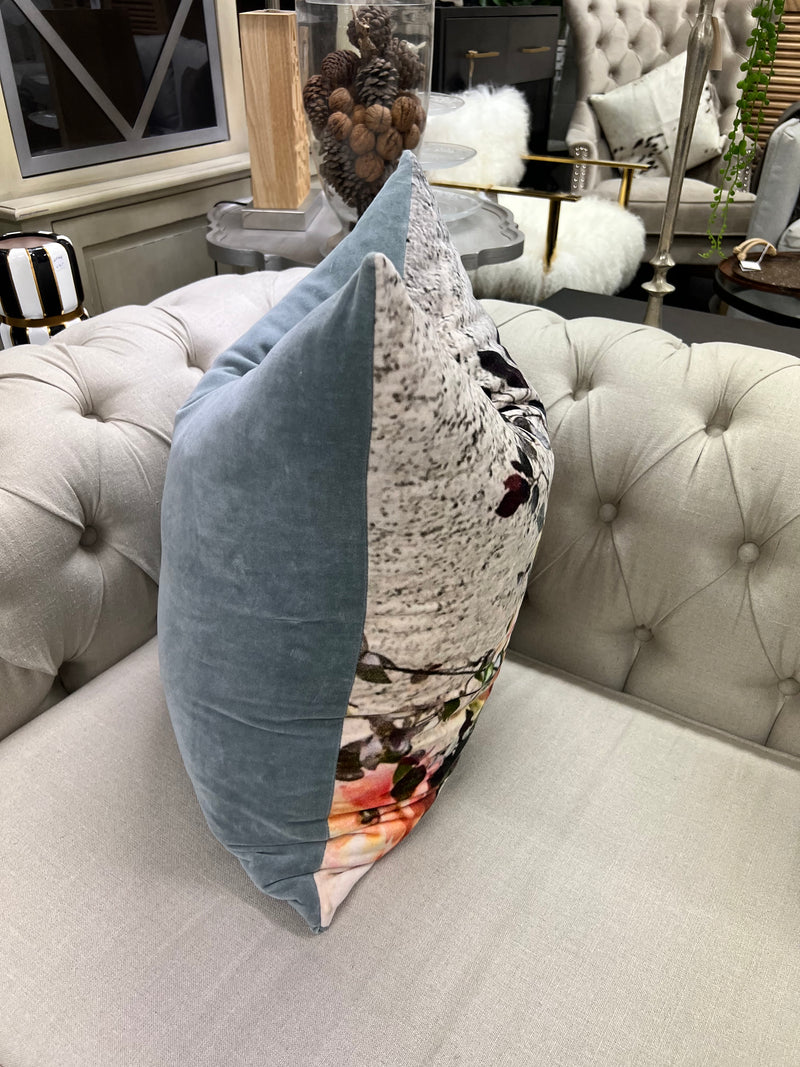Feather Cushion Sage Green Velvet Double Sided 60x60