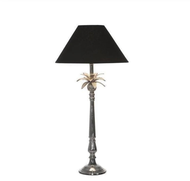 NICKEL PINEAPPLE LEAF LAMP W/BLACK SHADE