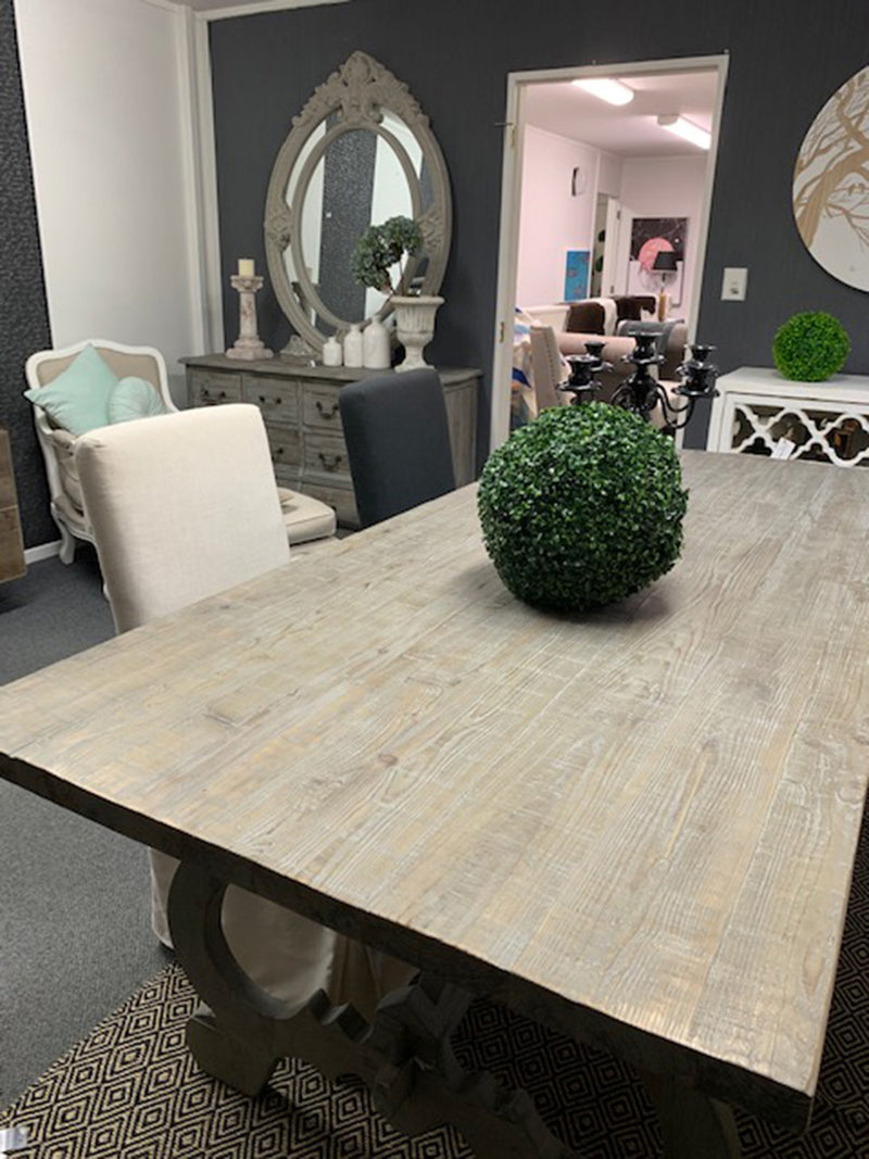 Nantes French Country  2.2m Wood Dining Table- Mud Grey