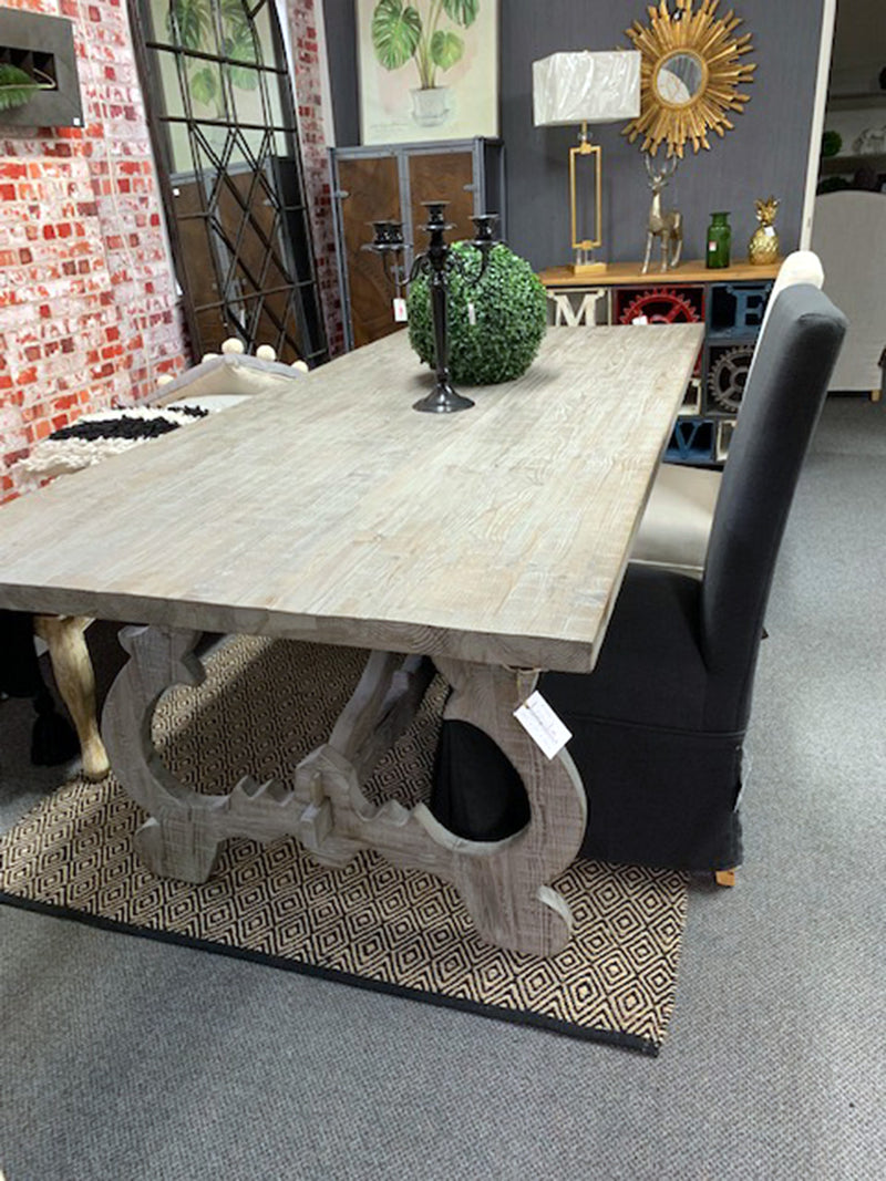 Nantes French Country  2.2m Wood Dining Table- Mud Grey