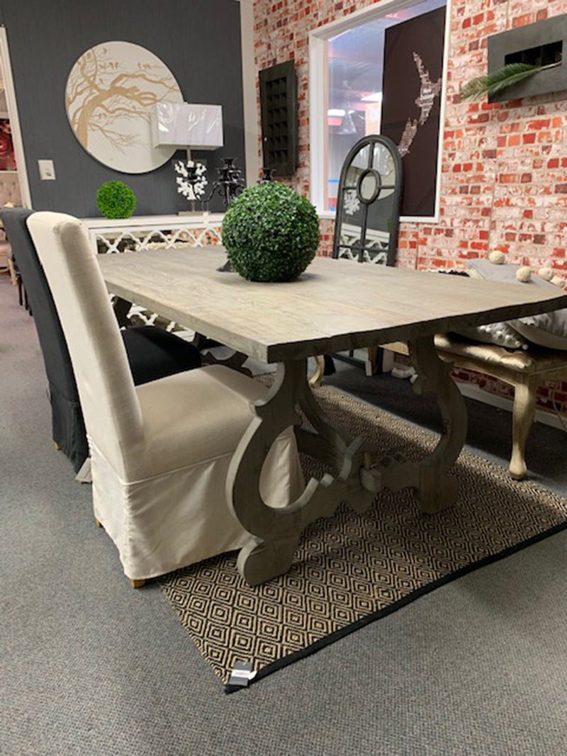 Nantes French Country  2.2m Wood Dining Table- Mud Grey