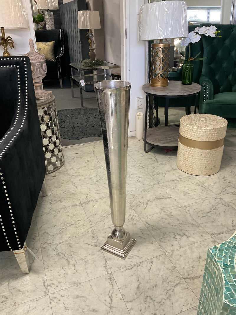 Aluminium Silver Tall Flower Vase Large
