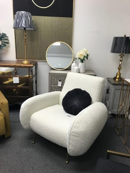 Boucle Arm Chair White