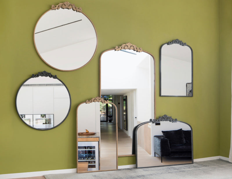 Baroque Black Metal Round Mirror 97cm Large