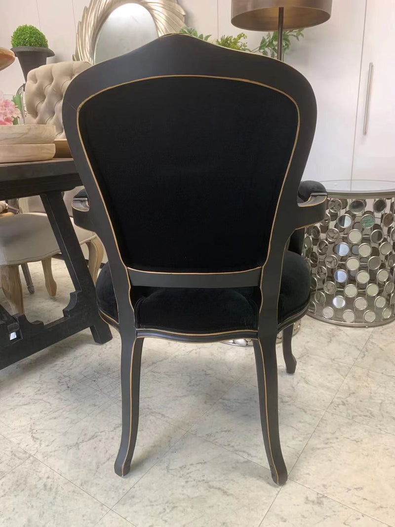 Vintage French Armchair-Black/Black Velvet