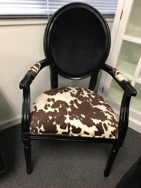 Vintage French Cowhide Look Fabric Armchair