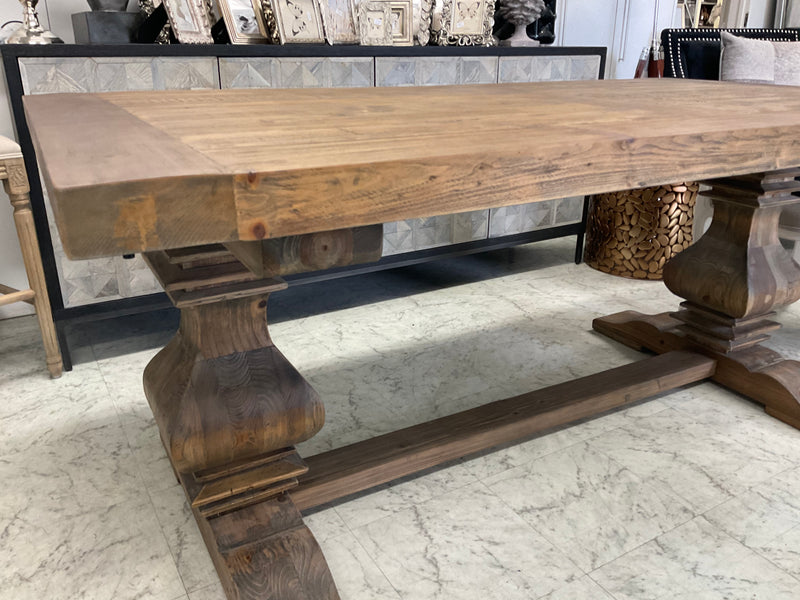 1.8-2.4m Extended  Wood Trestle Dining Table/ Natural Base