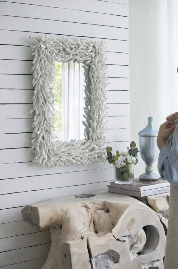 Natural-inspired Wood rectangular Mirror