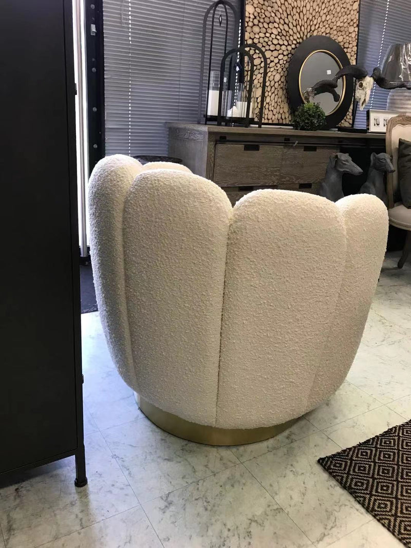 Modern Classic Ivory Upholstered Swivel Occasional Arm Chair