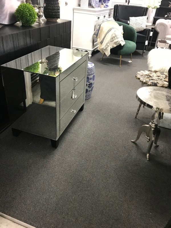 Large Mirrored 3 Drawers Bedside
