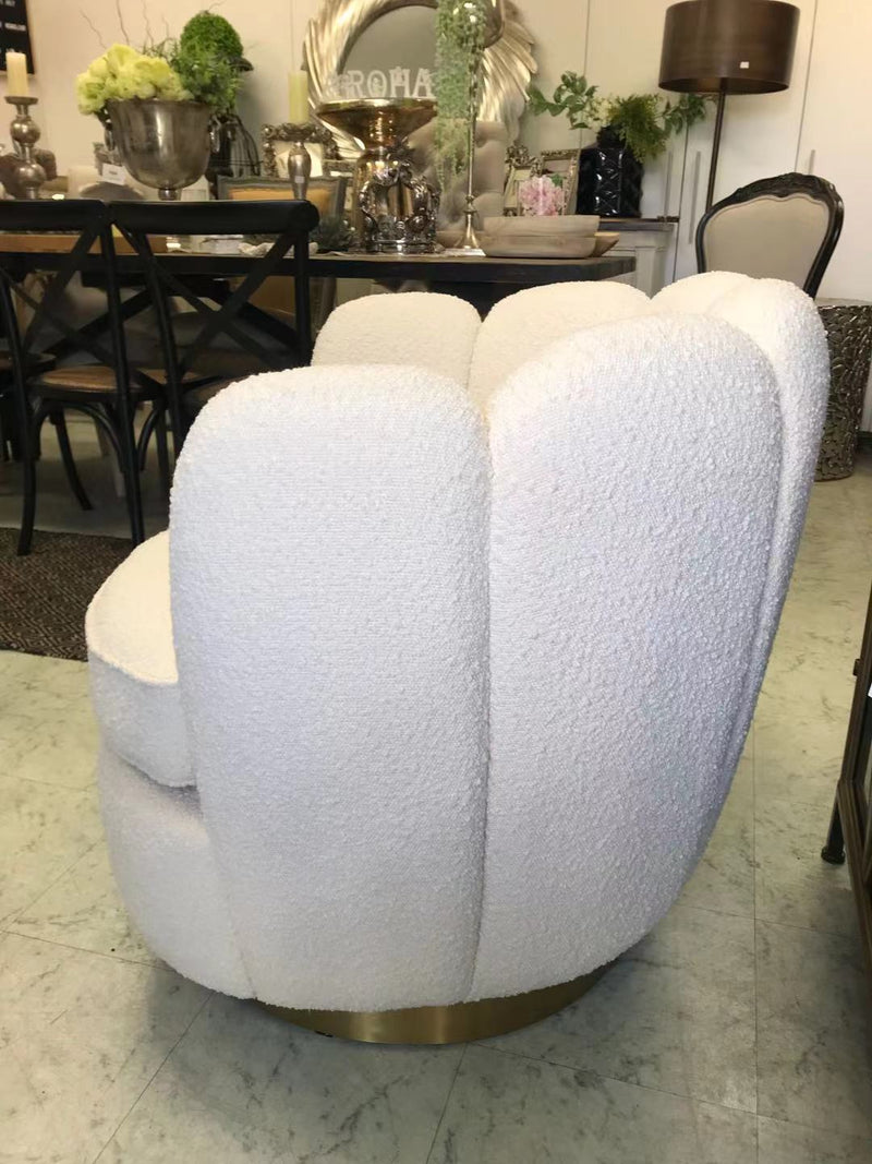Modern Classic Ivory Upholstered Swivel Occasional Arm Chair