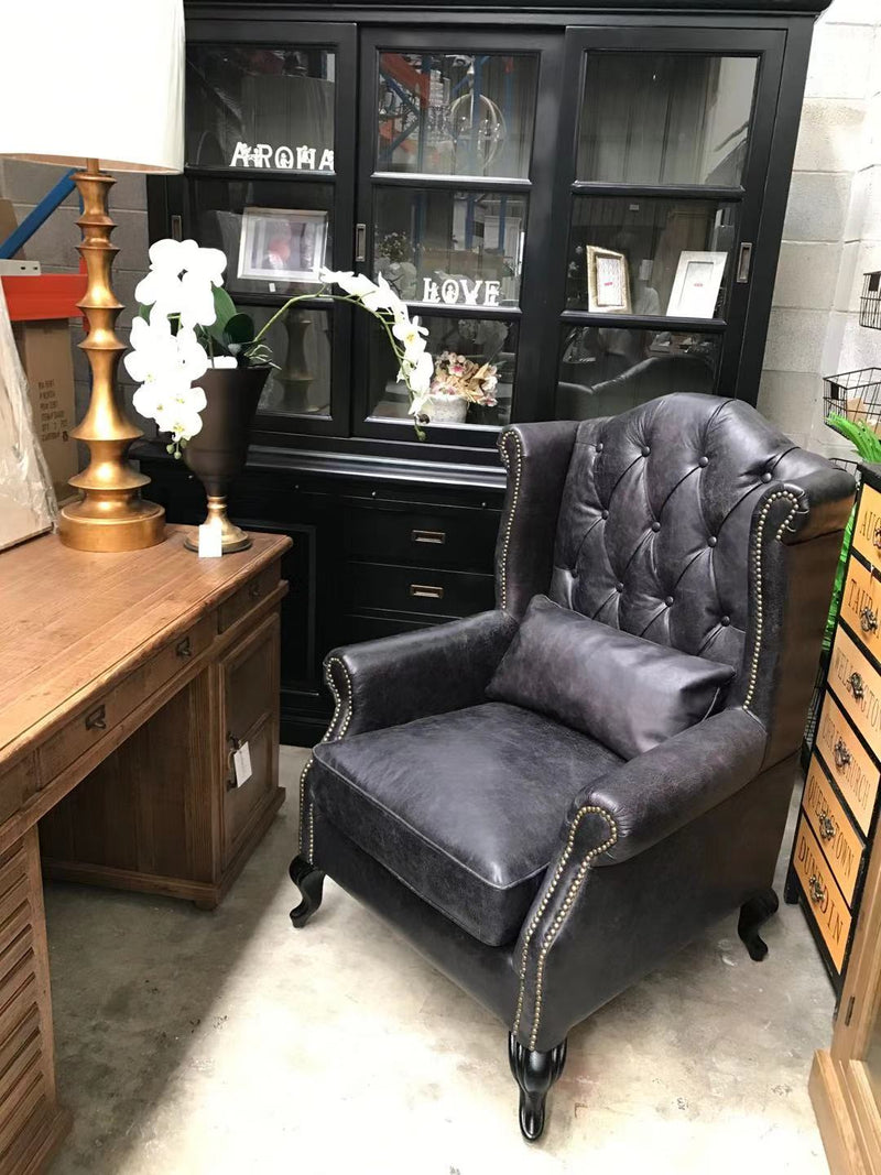 Top Grain Leather Wingback Chair