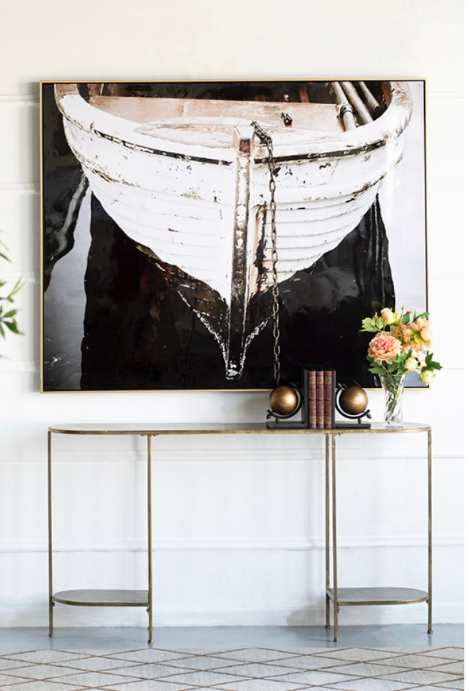 Moored Weathered Boat Wall Art 150x120cm /oversized