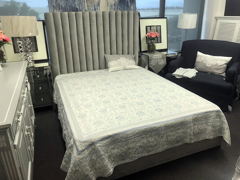 Vanguard Jemma Grey Channel Turfed SuperKing Bed