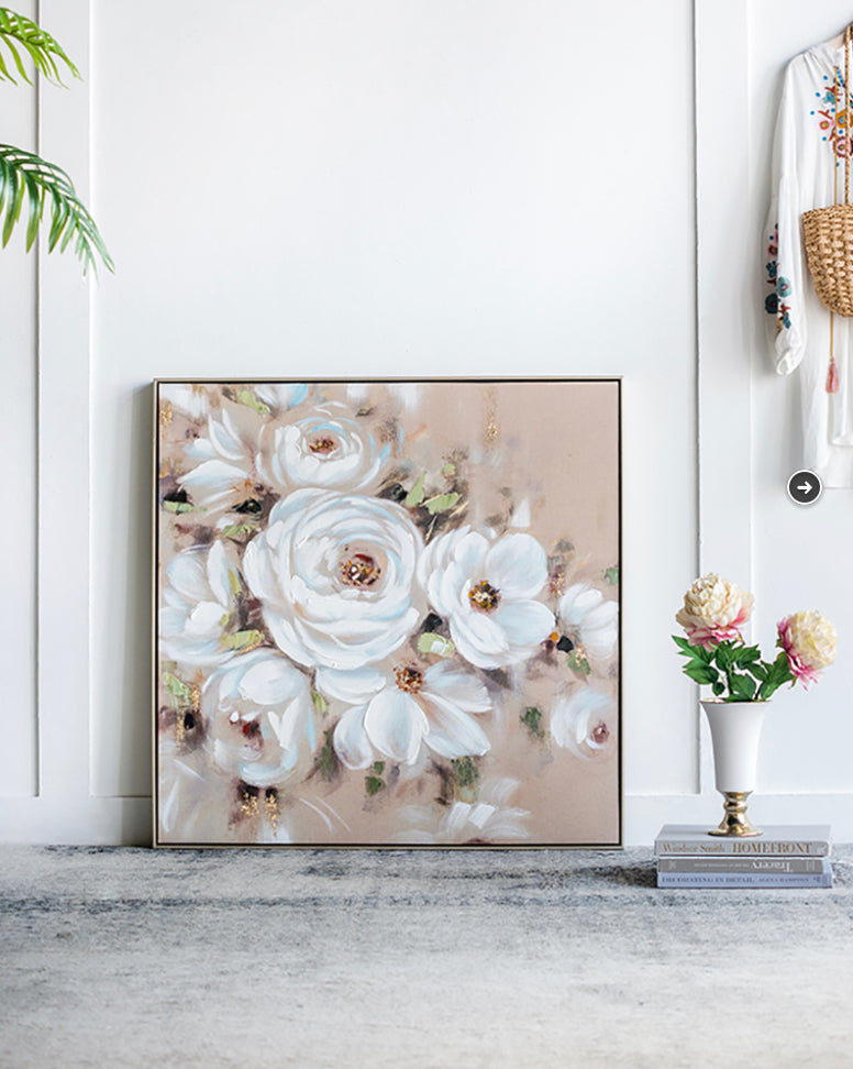 Pink Flowers Hand Painting  Wall Art