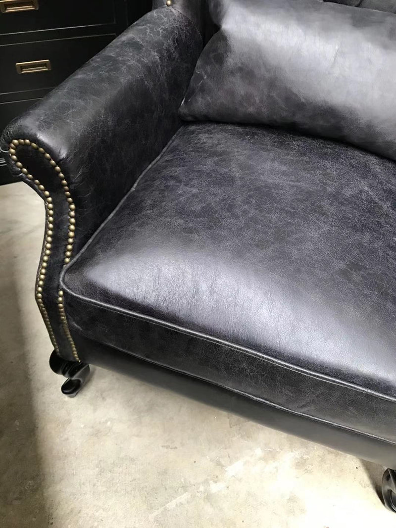 Top Grain Leather Wingback Chair