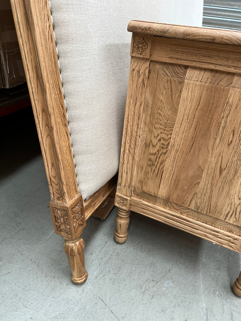 Superking/ Maison French Country OAK headboard Beige Linen