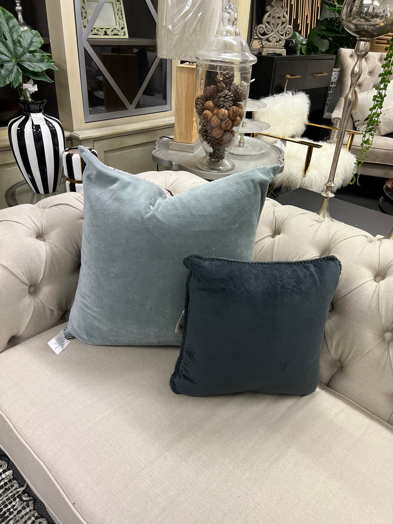 Feather Cushion Sage Green Velvet Double Sided 60x60